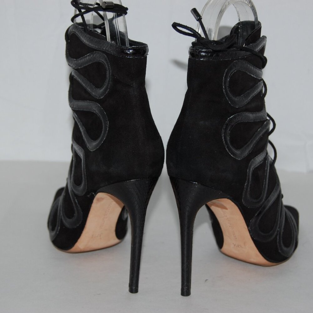 Alexandre Birman Black Suede Lace-Up Ankle Booties - Picture 7 of 13